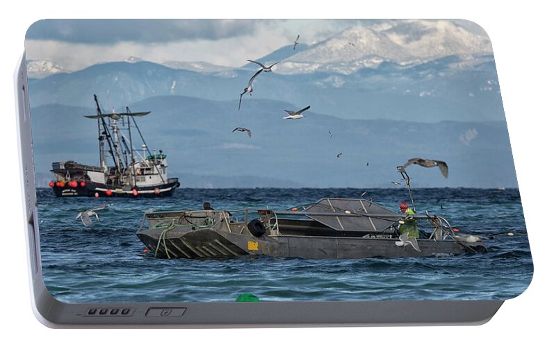 Herring Portable Battery Charger featuring the photograph Fish Are Flying by Randy Hall