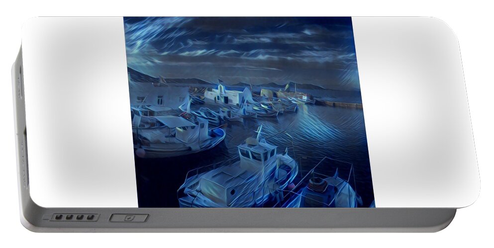Colette Portable Battery Charger featuring the photograph Fish harbour Paros Island Greece by Colette V Hera Guggenheim