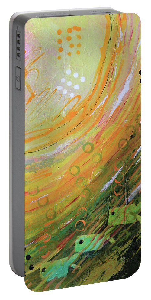 Fish Portable Battery Charger featuring the mixed media Fish in a Green Sea by April Burton