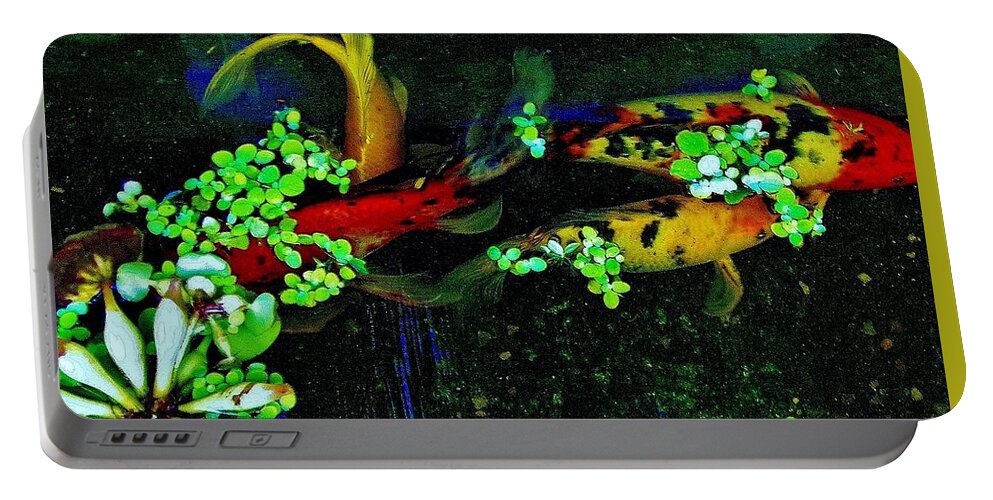 Fish Portable Battery Charger featuring the photograph Fish water flowers 1 by Phyllis Spoor