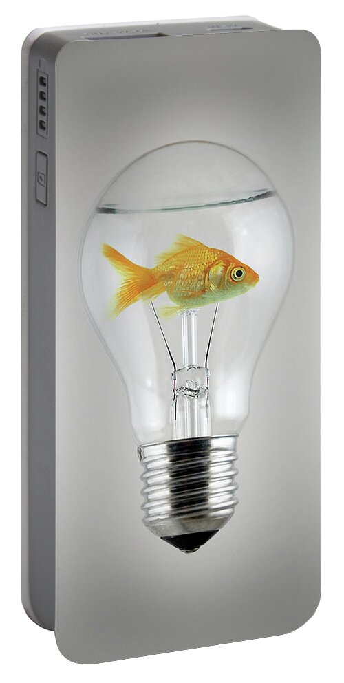 Bulb Portable Battery Charger featuring the digital art Fish by Zoltan Toth