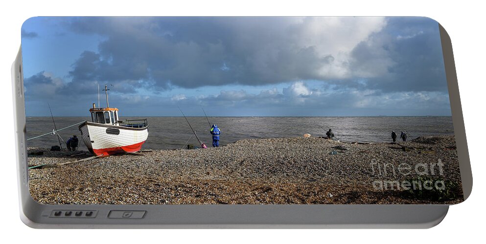 Boat Portable Battery Charger featuring the photograph Fishing at Dungeness Beach by Perry Rodriguez