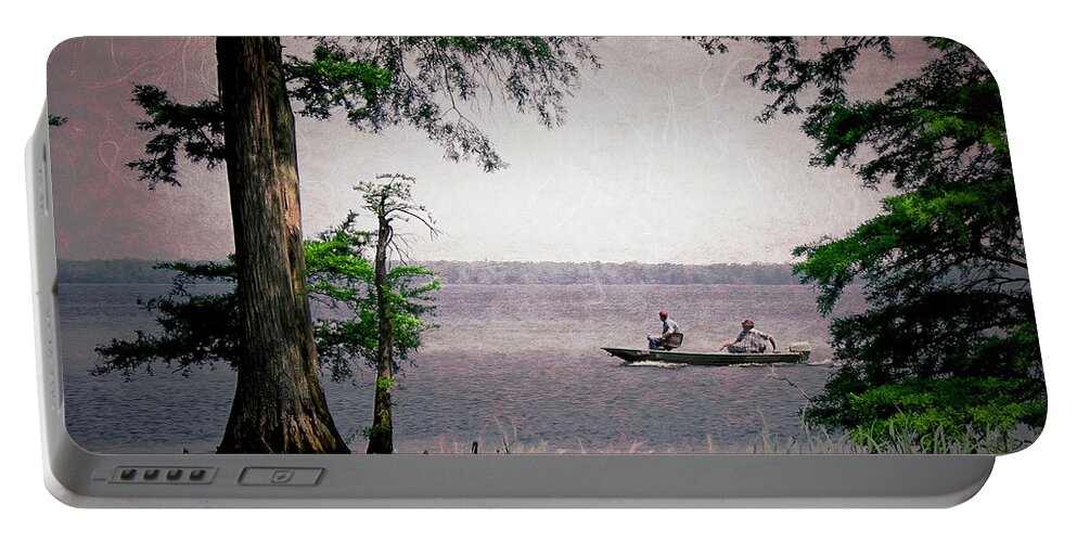 Reelfoot Lake Portable Battery Charger featuring the photograph Fishing at Reelfoot Lake by Bonnie Willis