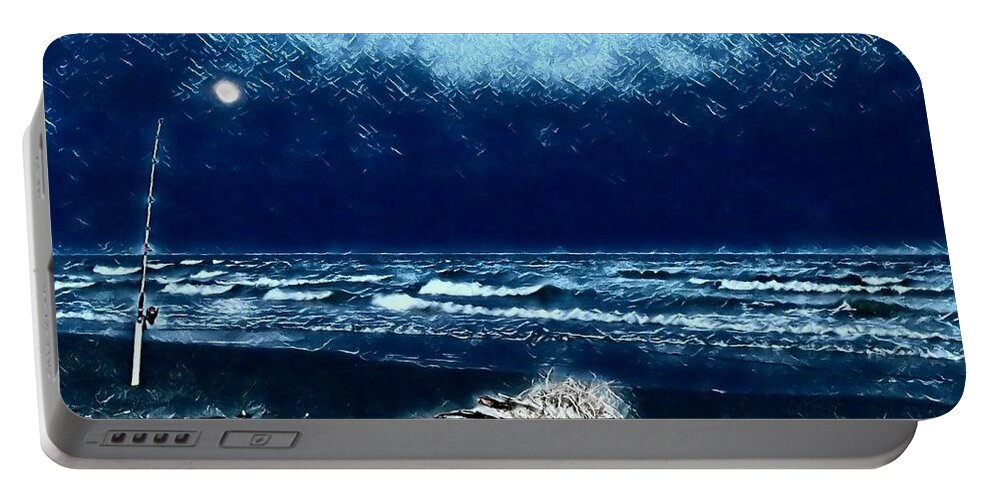 Fishing Portable Battery Charger featuring the photograph Fishing for the Moon by Sherry Kuhlkin