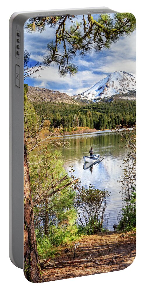 Fishing Portable Battery Charger featuring the photograph Fishing In Manzanita Lake by James Eddy