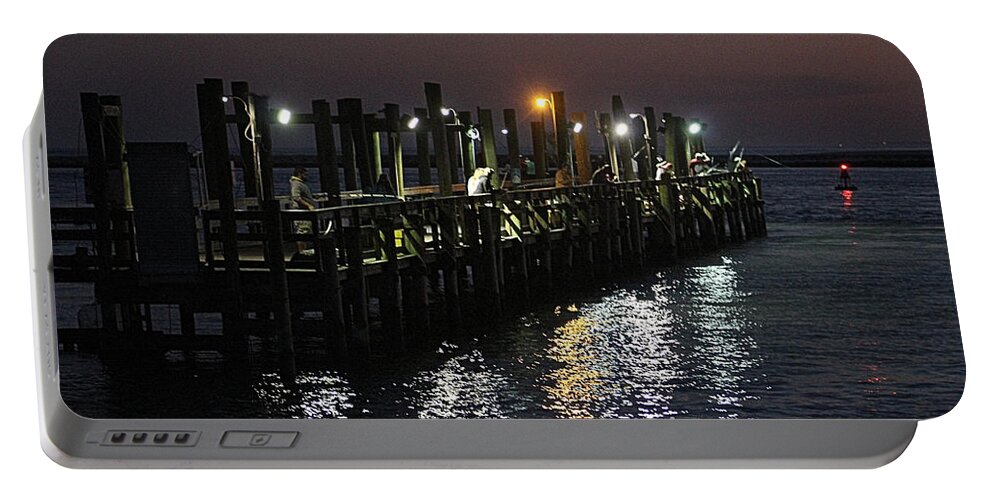 Oceanic Portable Battery Charger featuring the photograph Fishing Off The Oceanic Fishing Pier by Robert Banach