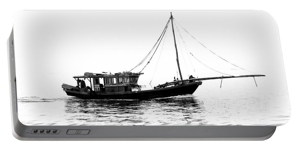 Vietnam Portable Battery Charger featuring the photograph Fishing trolley 2 by Chuck Kuhn