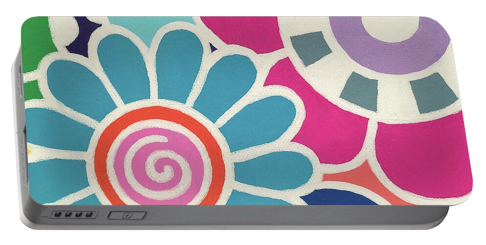 Flowers Portable Battery Charger featuring the painting Five Blooms by Beth Ann Scott