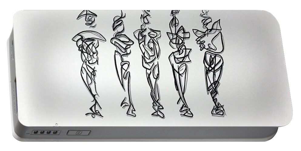  Portable Battery Charger featuring the drawing Five Muses by James Lanigan Thompson MFA