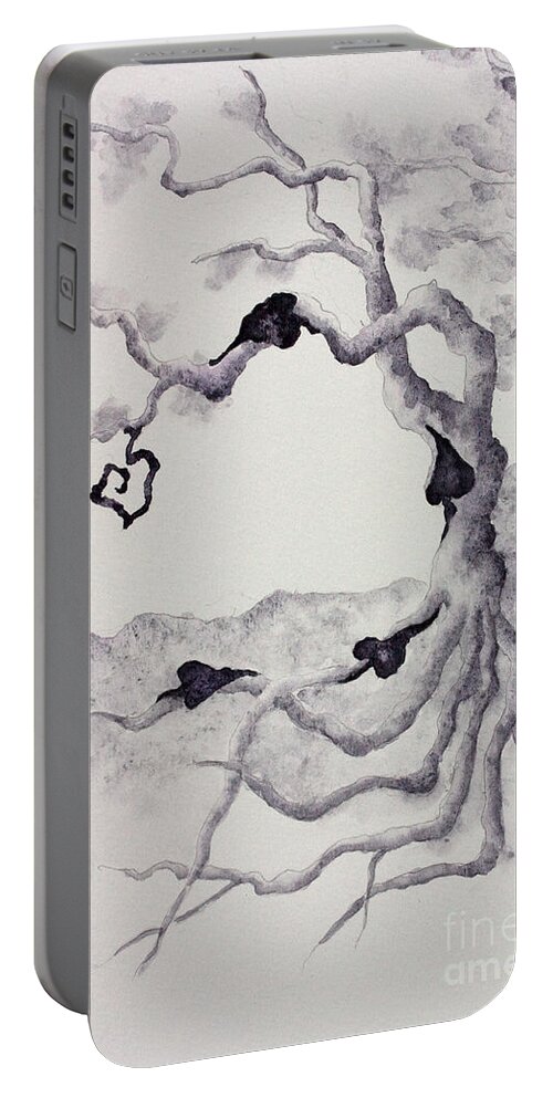Five Of Spades Portable Battery Charger featuring the painting Five of Spades by Srishti Wilhelm