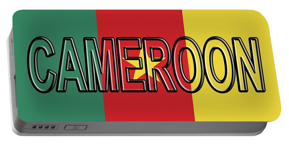 Africa Portable Battery Charger featuring the digital art Flag of Cameroon Word. by Roy Pedersen