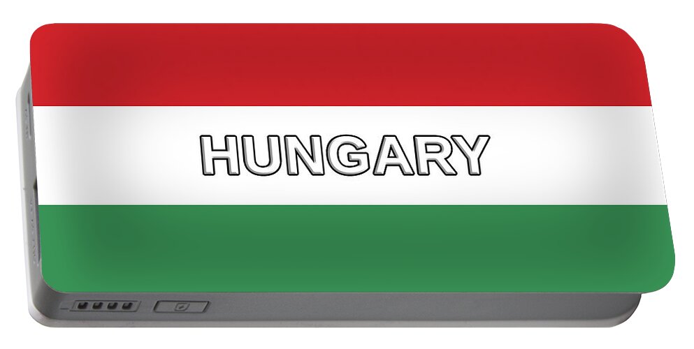 Europe Portable Battery Charger featuring the digital art Flag of Hungary Word by Roy Pedersen