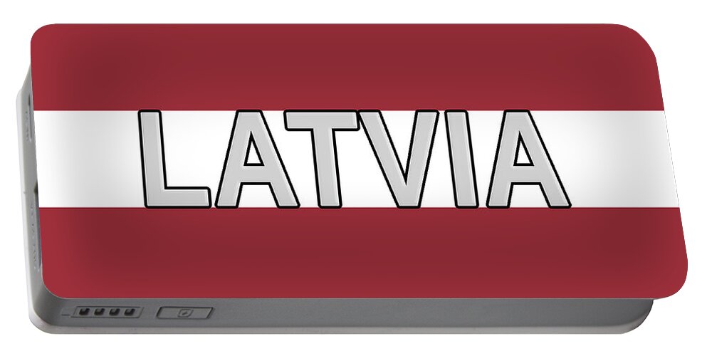 Europe Portable Battery Charger featuring the digital art Flag of Latvia Word by Roy Pedersen