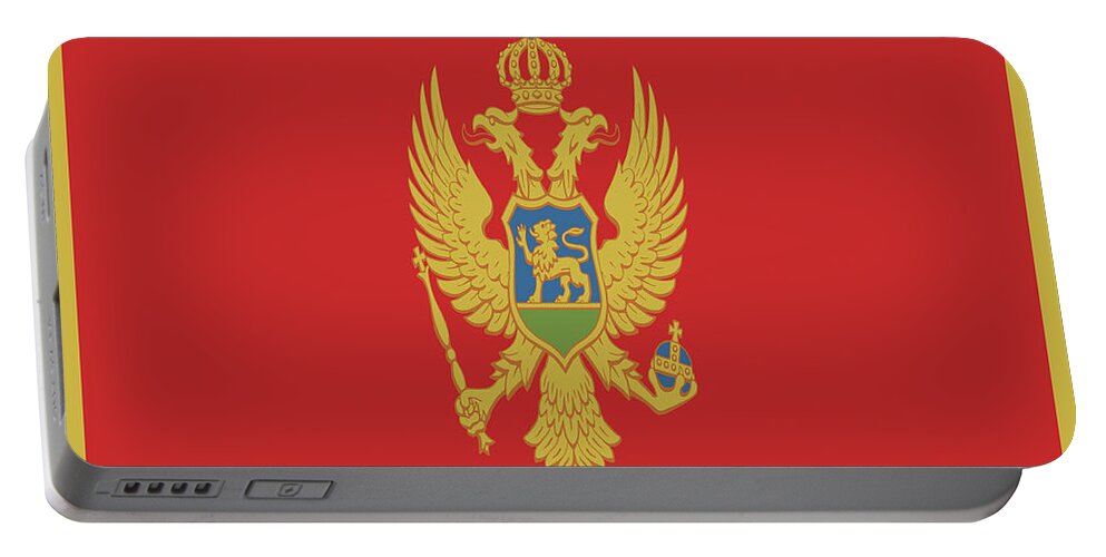 Montenegro Portable Battery Charger featuring the digital art Flag of Montenegro by Roy Pedersen