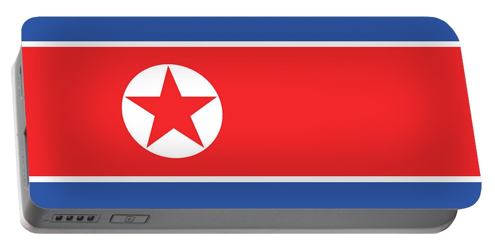 East Asia Portable Battery Charger featuring the digital art Flag of North Korea. by Roy Pedersen