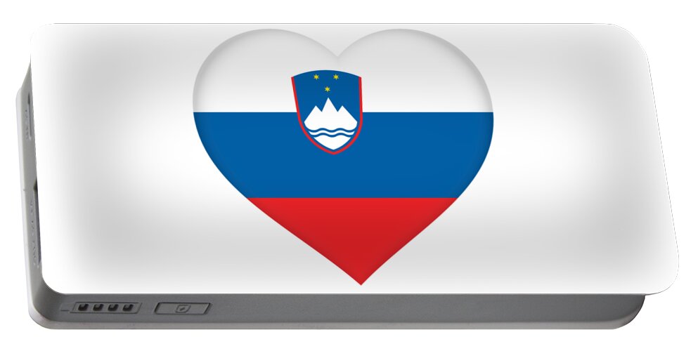  Slovene Portable Battery Charger featuring the digital art Flag of Slovenia Heart by Roy Pedersen