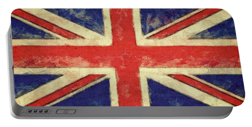 Engish Portable Battery Charger featuring the digital art Flag of the United Kingdom by Michelle Calkins