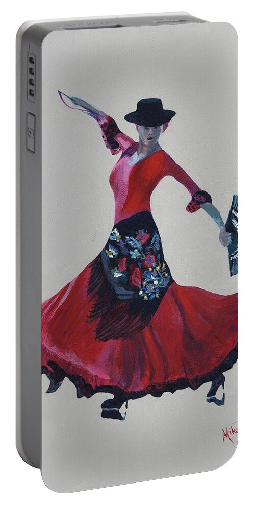 Flamenco Portable Battery Charger featuring the painting Flamenco by Mike Jenkins