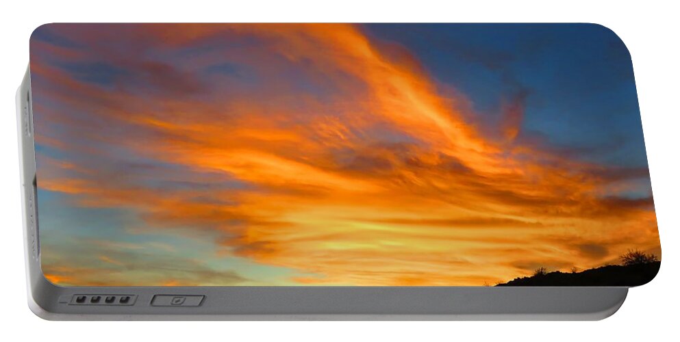 Arizona Portable Battery Charger featuring the photograph Flaming Hand Sunset by Judy Kennedy