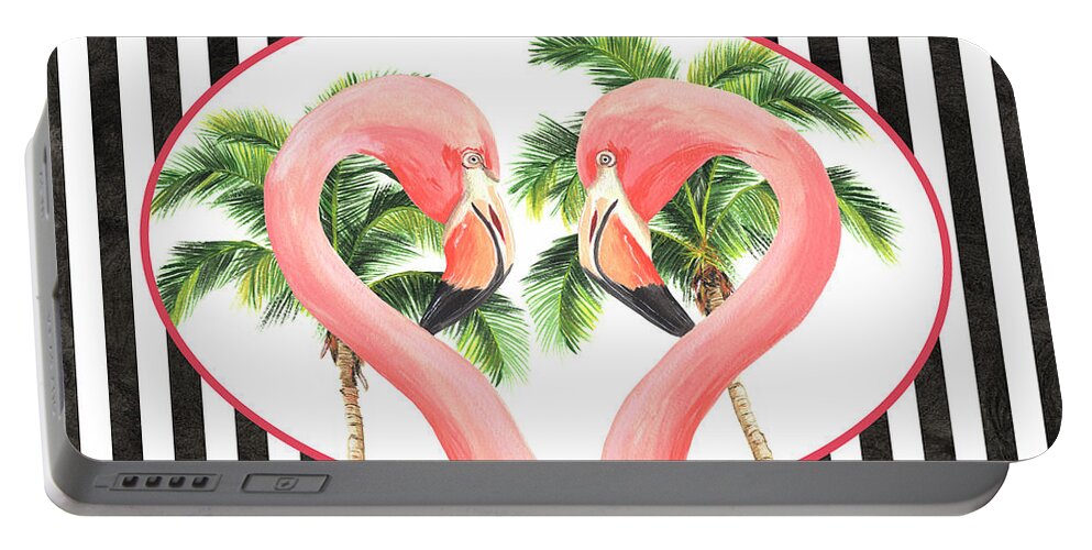 Flamingo Portable Battery Charger featuring the painting Flamingo Amore 5 by Debbie DeWitt