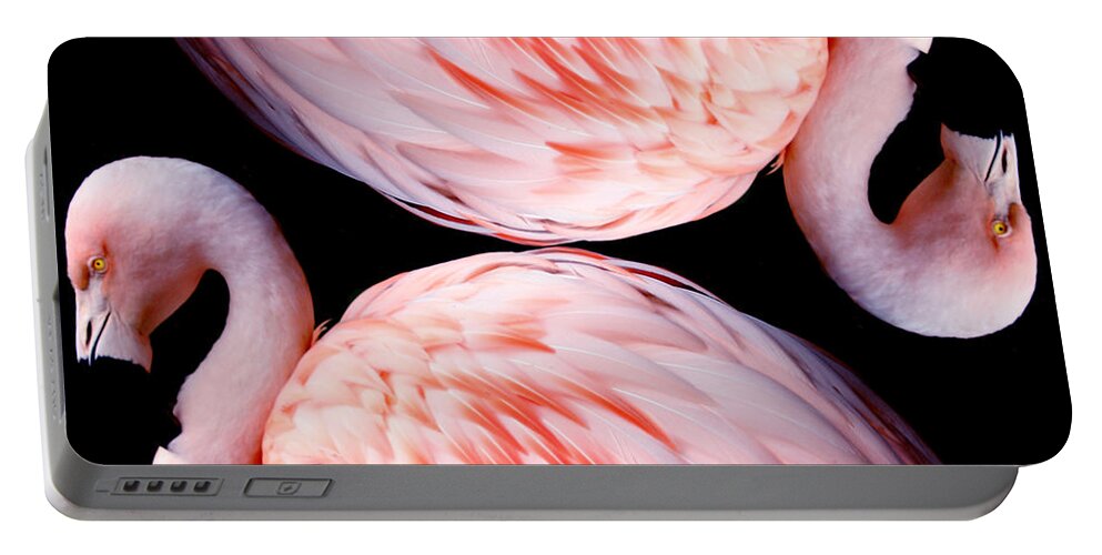 Flamingo Portable Battery Charger featuring the digital art Flamingo Feathers Honesty by M E