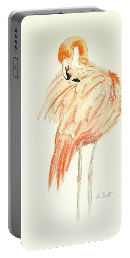 Flamingo Portable Battery Charger featuring the painting Flamingo by Laurel Best