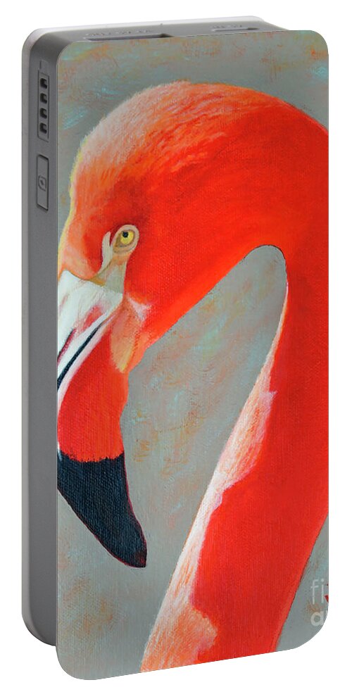 Flamingo Portrait Portable Battery Charger featuring the painting Flamingo Portrait by Jimmie Bartlett