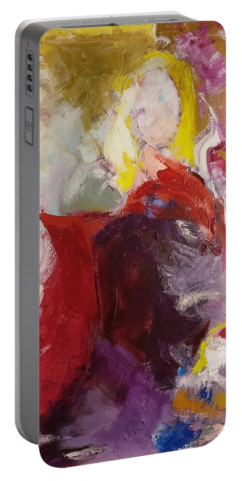 Abstract Portable Battery Charger featuring the painting Flash by Nicolas Bouteneff