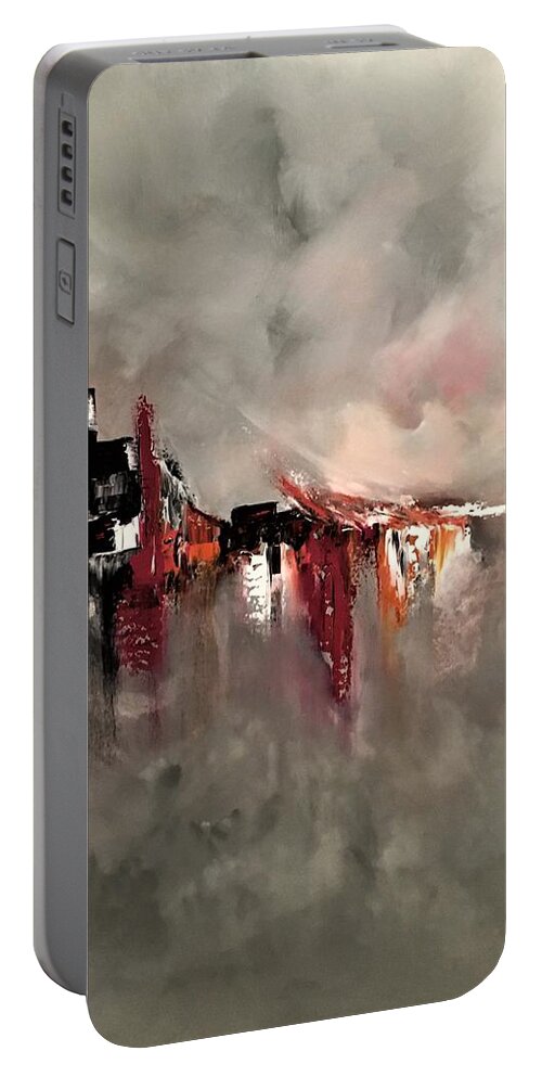 Abstract Portable Battery Charger featuring the painting Fleeting by Soraya Silvestri