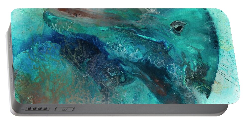 Marine Life Portable Battery Charger featuring the painting Flipper by Kasha Ritter