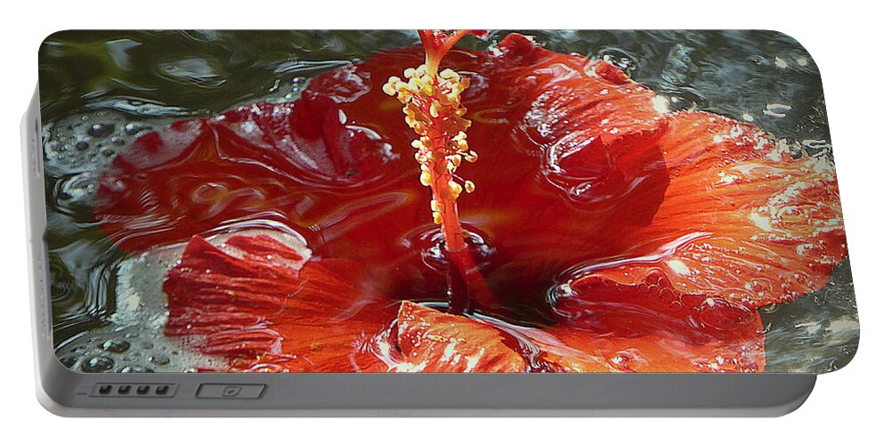 Flower Portable Battery Charger featuring the photograph Floating Hibiscus by Lori Seaman