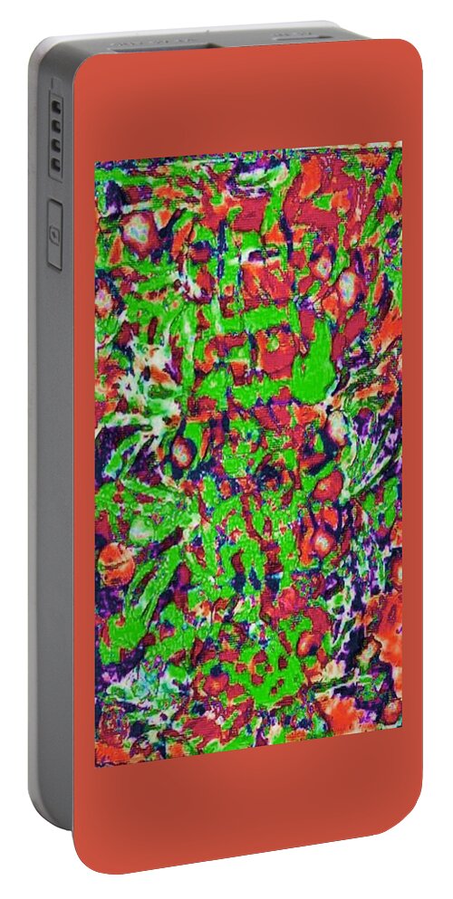 Wild Flowers Growing Portable Battery Charger featuring the pastel Wild Flowers Growing by Brenae Cochran