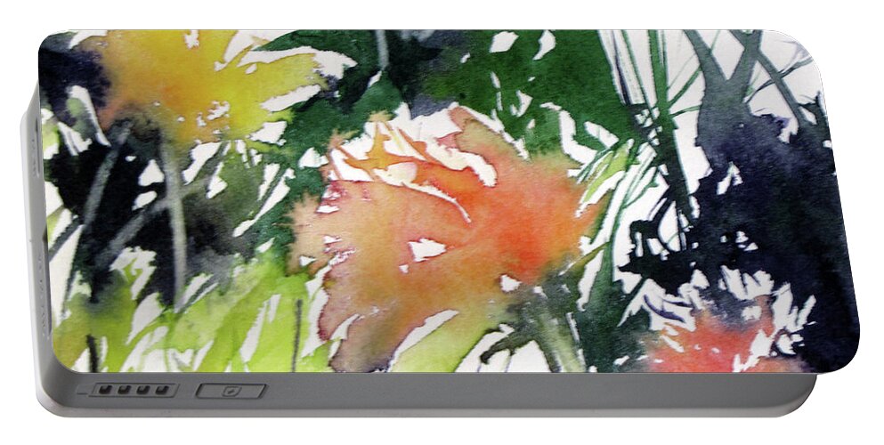 Floral Portable Battery Charger featuring the painting Fall Line Up by Rae Andrews