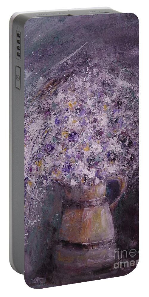 Flowers Portable Battery Charger featuring the painting Floral Rhapsody by Dan Campbell