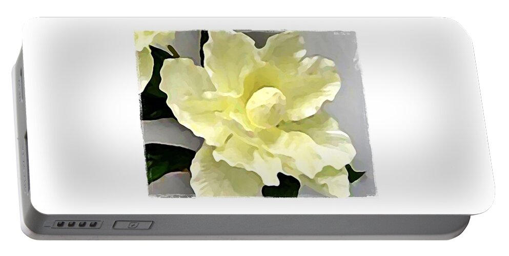 White Portable Battery Charger featuring the digital art Floral Series I by Terry Mulligan