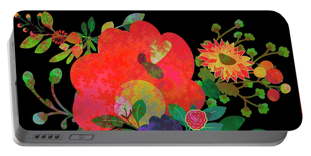 Nag004813 Portable Battery Charger featuring the digital art Floral Tales #01 by Edmund Nagele FRPS