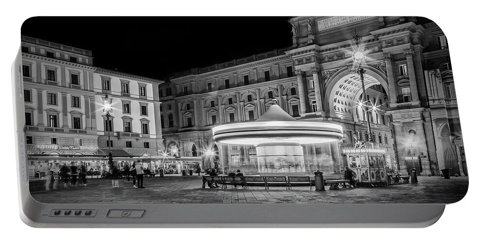 Florence Portable Battery Charger featuring the photograph FLORENCE Piazza della Repubblica in the evening by Melanie Viola