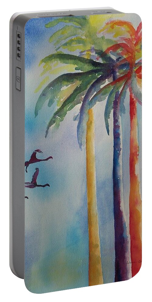 Palms Portable Battery Charger featuring the painting Florida Color by Celene Terry
