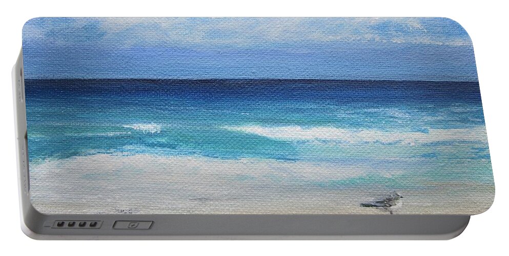 Water Portable Battery Charger featuring the painting Florida Seagull by Paula Pagliughi