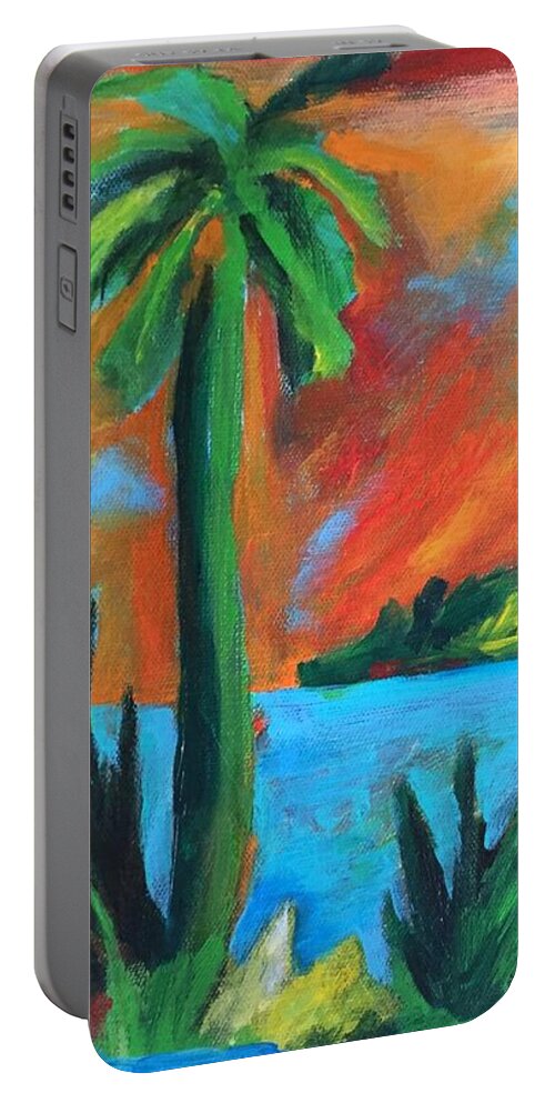 Florida Portable Battery Charger featuring the painting Florida Sunset by Elizabeth Fontaine-Barr