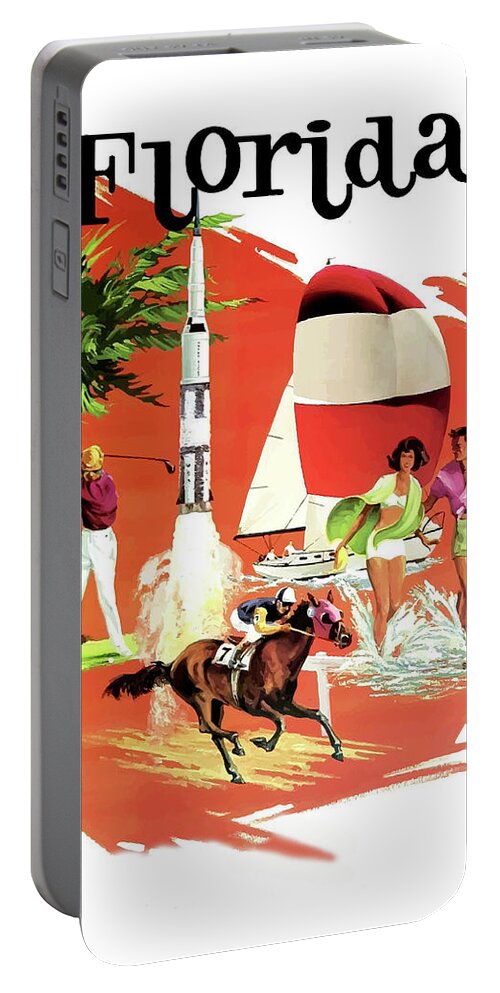 Florida Portable Battery Charger featuring the painting Florida, vintage travel poster by Long Shot