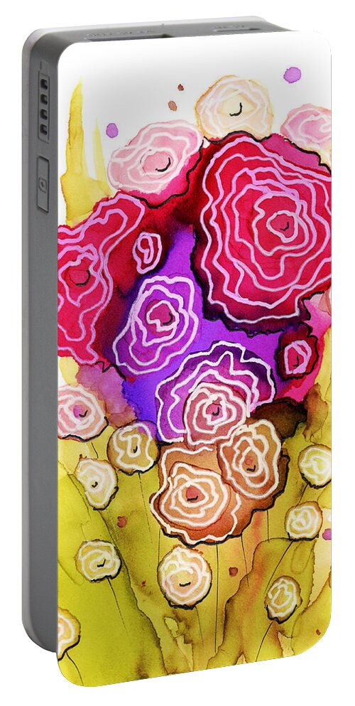 Flower Portable Battery Charger featuring the painting Flower 5 by Lucie Dumas