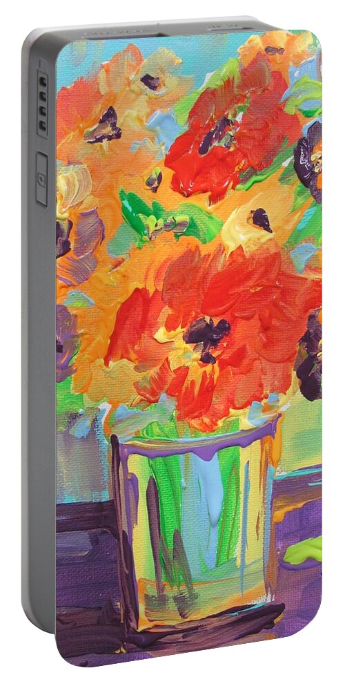 Flowers Portable Battery Charger featuring the painting Flower Burst by Terri Einer