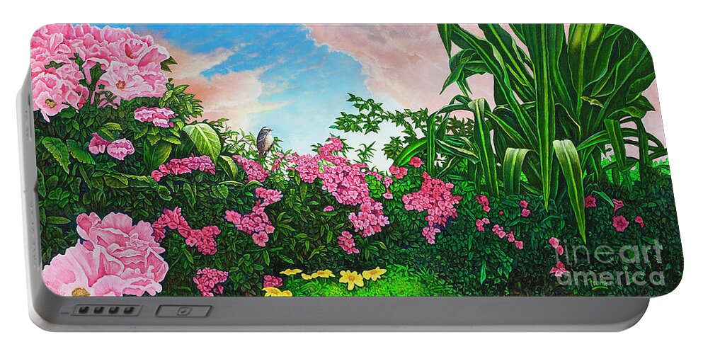 Flowers Portable Battery Charger featuring the painting Flower Garden XI by Michael Frank