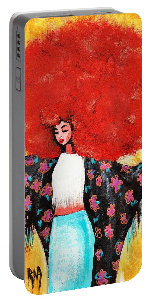 Artbyria Portable Battery Charger featuring the photograph Flower Girl by Artist RiA