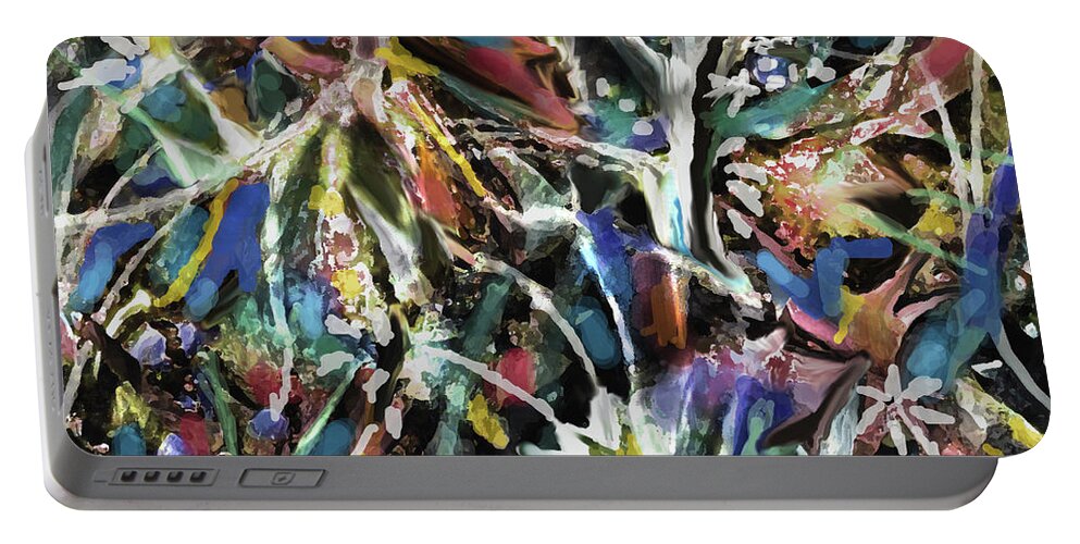 Colorful Abstract Portable Battery Charger featuring the painting Flower Nebula by Jean Batzell Fitzgerald