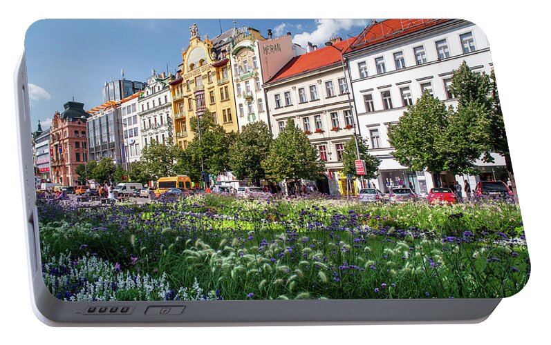 Jenny Rainbow Fine Art Photography Portable Battery Charger featuring the photograph Flowering Wenceslas Square in Prague by Jenny Rainbow