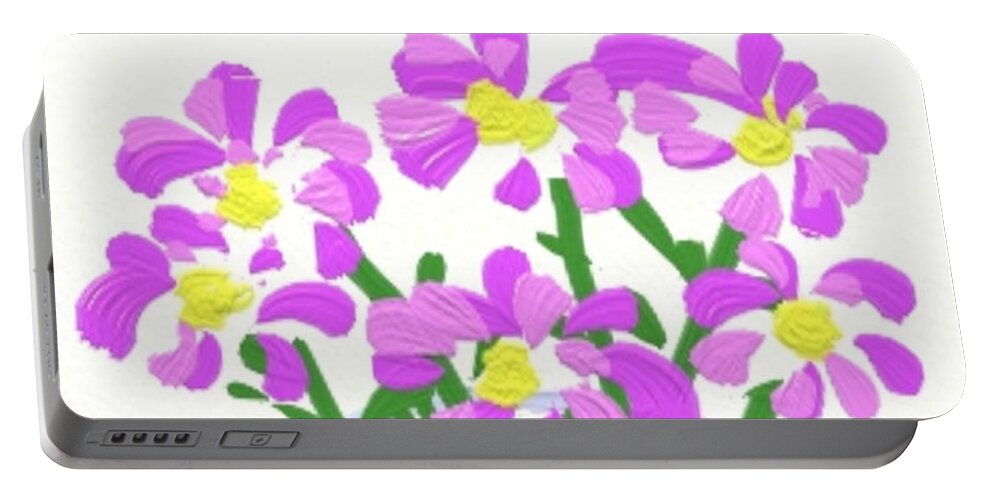 Flowers Portable Battery Charger featuring the digital art Flowers in a Glass by Susan Eileen Evans
