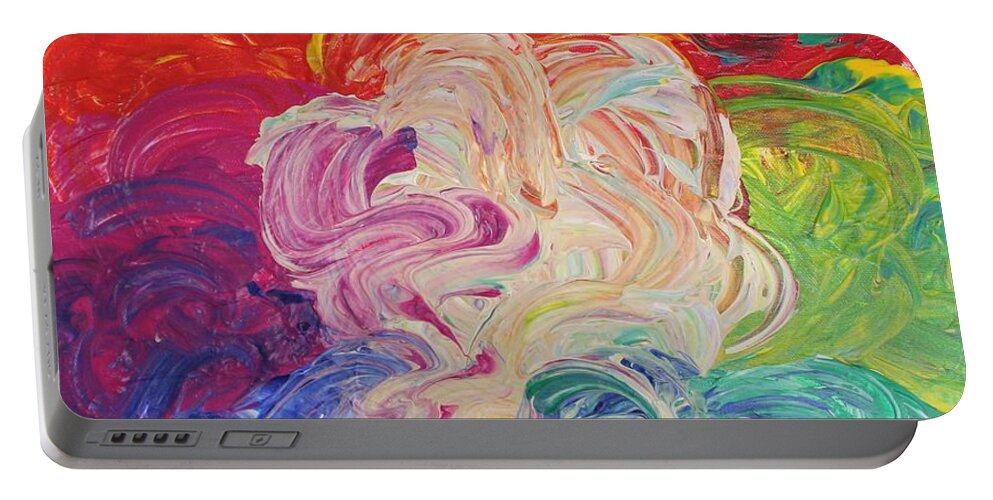 Flowing Color Portable Battery Charger featuring the painting White Fire by Sarahleah Hankes