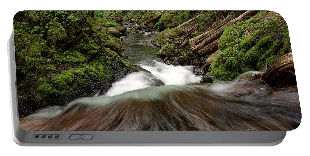 2016 Portable Battery Charger featuring the photograph Flowing Downstream Waterfall Art by Kaylyn Franks by Kaylyn Franks